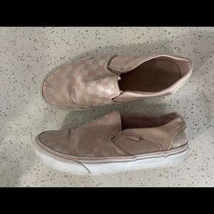 Pink Checkered Vans Slip On